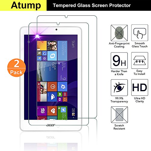 Atump Protector Pantalla de Acer Chromebook Tab 10, [2 Pack], Cristal Vidrio Templado de 3D [9H Dureza] [Alta Definicion], Protector de Pantalla para Acer Chromebook Tab 10