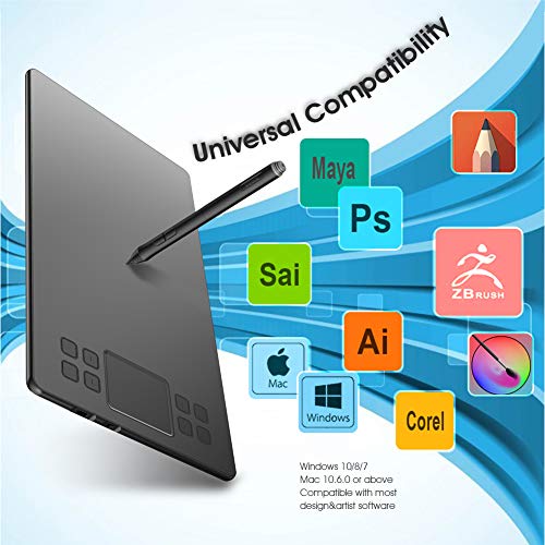 Image of VEIKK A50 10x6 inch Digital Graphics Drawing Tablet Support Windows, Mac, Android, Tilt Pressure with 8192 Levels Battery-Free Pen and Smart Gesture Touch & 8 Hotkeys | 8 Shortcut Keys and a Touch Pad, 8192 Levels Battery-Free Pen with Tilt Function, Support Windows, Mac, Android, Linux