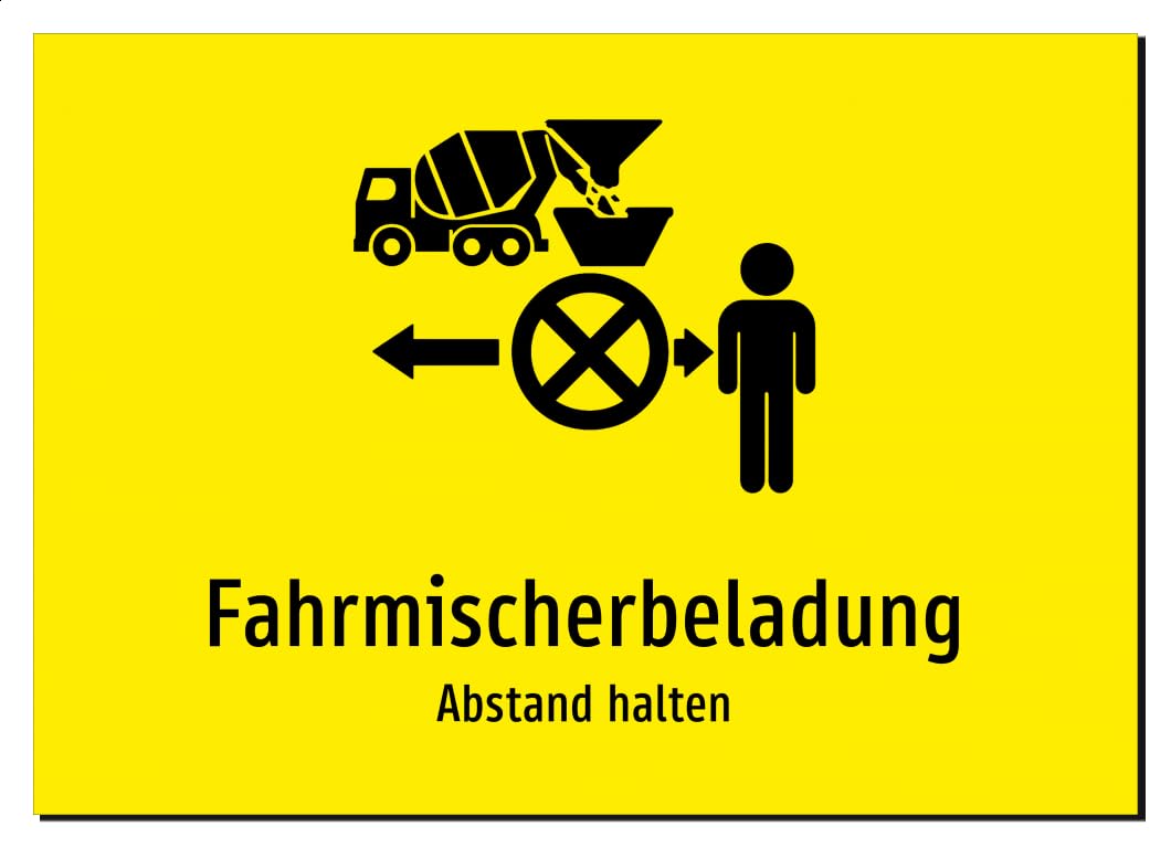 36804-DE-S-09 | Fahrmischerbeladung - Abstand halten | Aluminiumschild A2, 594 x 420mm | mit Symbolgrafik und Text