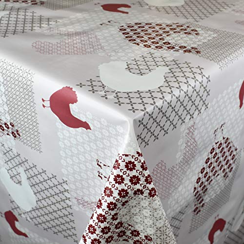 KEVKUS Nappe en toile cirée BT10 - Motif poules - Moderne - Au choix - Rectangulaire - Rond - Ovale - Bords crochetés - 120 x 160 cm Cover
