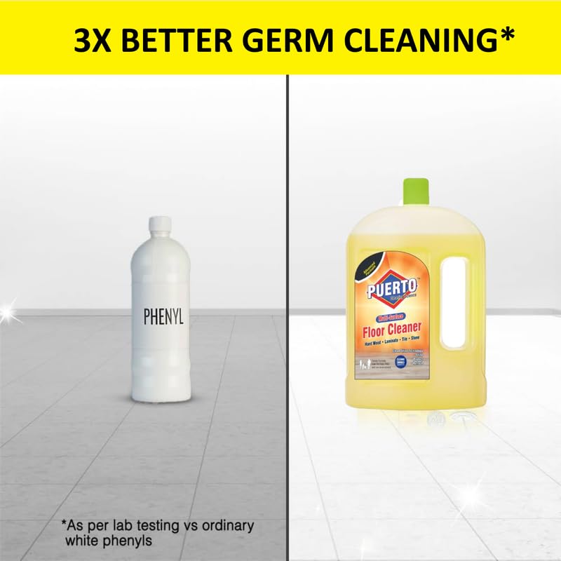 Image of Puerto Disinfectant Surface & Floor Cleaner, (Jasmine) - 1 Ltr (Pack of 2) | Cleans 99.9% Germs | Suitable for Bathroom & Floor surfaces like ceramic, marble, granite, mosaic etc.