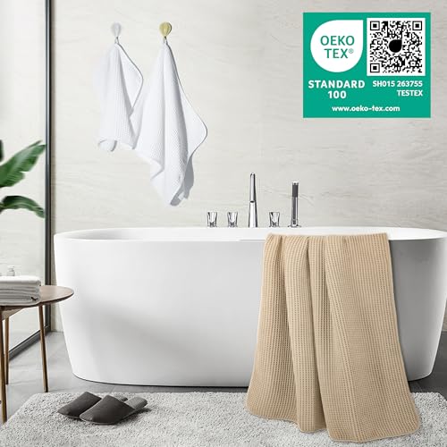 Miniatura 3 de Polyte - 430 Gsm Juego De Toallas De Baño De Microfibra Antipelusa - Secado Rápido - Punto Gofrado - Grande: 152,4 X 76,2 Cm - Pack De 6