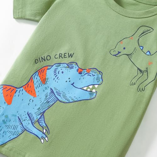 Image of HILEELANG Toddler Boy Summer Short Clothes Sets Cotton Crewneck Tees Shorts Pocket Adjustable Knite Shorts Playwear Sets