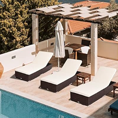 DIMAR GARDEN Outdoor Chaise Lounge Wicker Patio Lounge Chair,Rattan Daybed Sunbed Couch Furniture with Cushion,Pool… 51ouSZBQ2wL. SS400