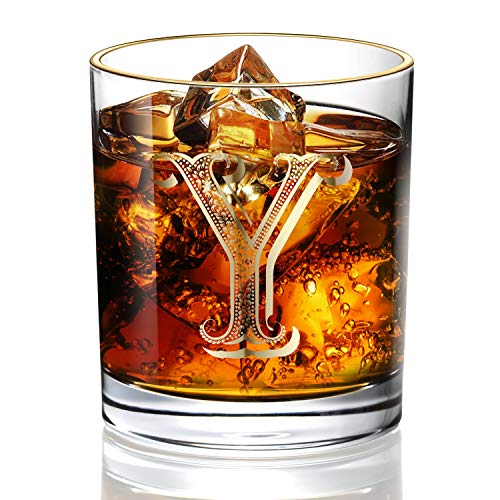 Y Anniversary Wedding Whiskey Glass for Men/Dad/Son, Vintage Unfading 24K Gold Hand Crafted