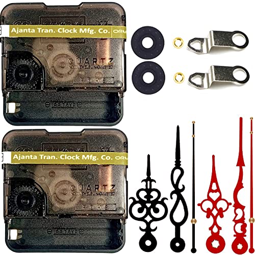 Image of Combo 2 of Ajanta Mfg. Battery Operated Plastic Ticking Wall Clock Movement Machine with Hands (Maroon,Black)