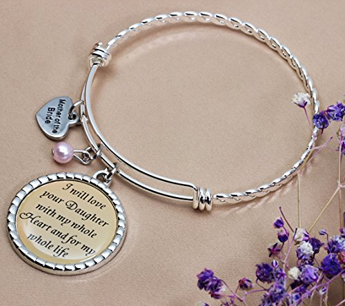 Ms. Clover Mother Of Bride Gift, I Will Love Your Daughter With My Whole Heart And For My Whole Life Bangle, Wedding Keepsake Gift For Mother In Law. #TOP3