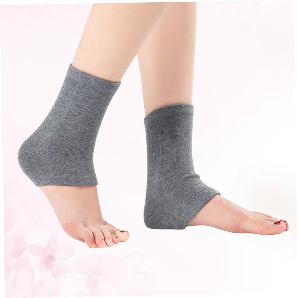 COSMEVIVI Elastic Ankle Socks for Yoga Women's Knitted Leg Warmers Yoga Socks Grip Wool Foot Sleeve Practical Foot Covers (grey)