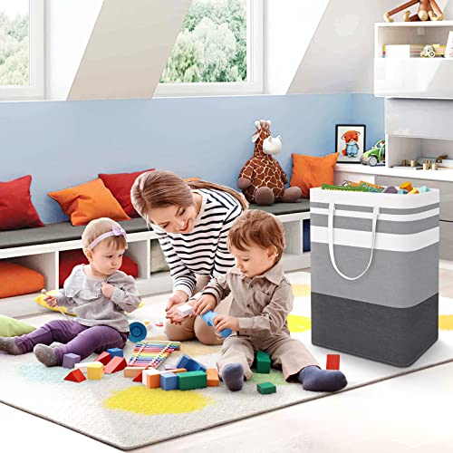 StorageRight Large Collapsible Laundry Basket Hamper with Easy Carry Handles,Freestanding Clothes Hampers for Laundry, Bedroom, Dorm, Towels, Toys, 75L, Gradient Grey - Image 7