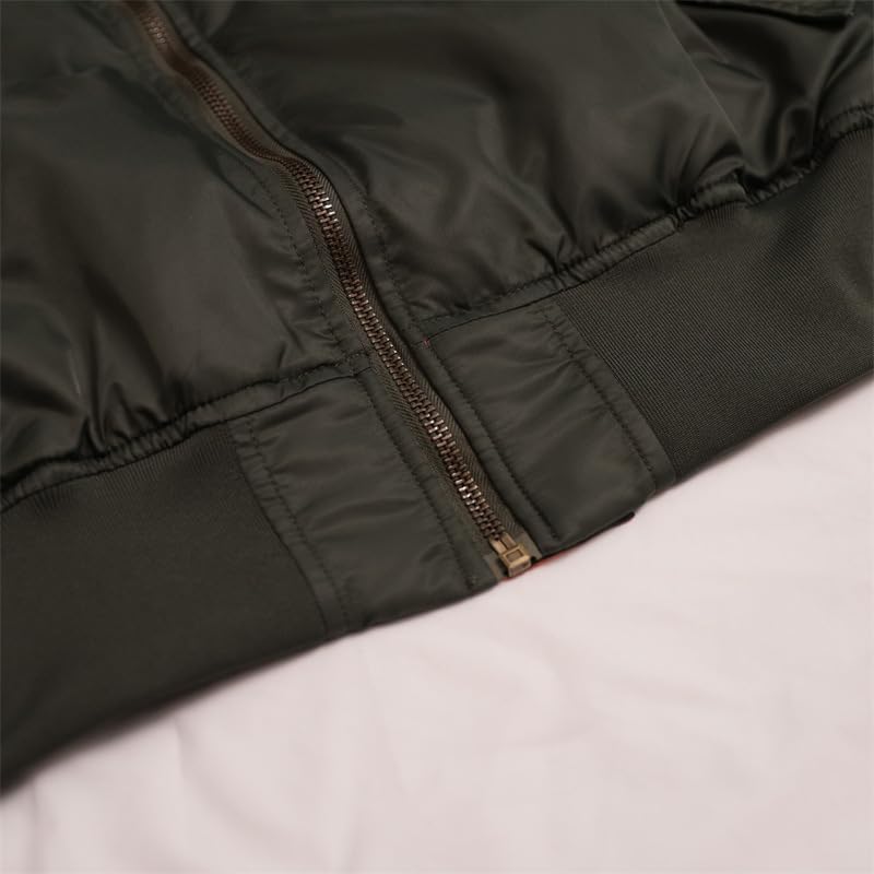 CORIRESHA Mens Fall Biker Bomber Jackets Apollo Rocket Patches Lightweight Military Coat 6