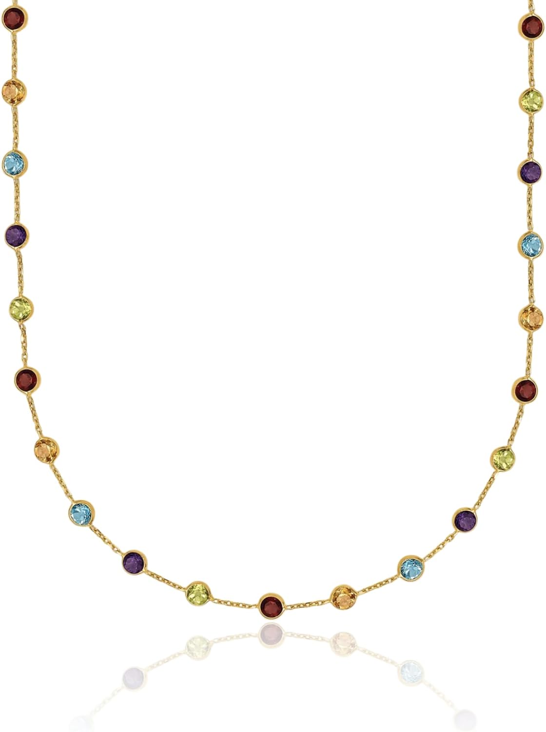 IceCarats 14K Solid Yellow Gold 0.25 carat Purple Blue Topaz Amethyst Multi Color 1.2mm Dainty Gemstone Cable Chain Necklace 16 Plus Round Cut