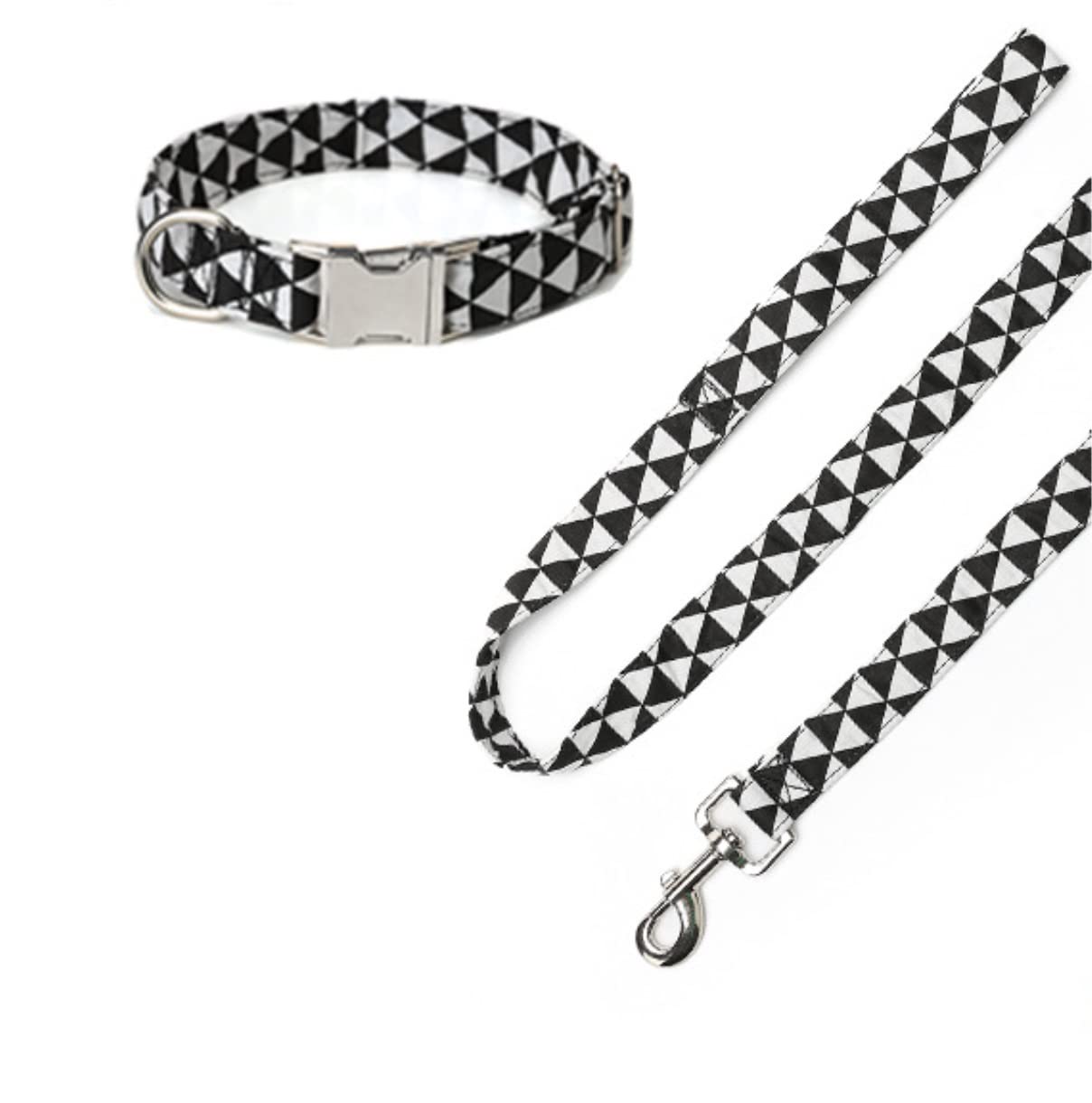 Smycz Treningowa Obroża Dla Psa Spersonalizowany Wzór Trójkąta Obroża I Smycz Zestaw Odpinana Muszka Obroża Dla Szczeniąt Chihuahua Mopsy Akcesorium dla Psów (Material : Black, Size : 2.0 * 50cm)