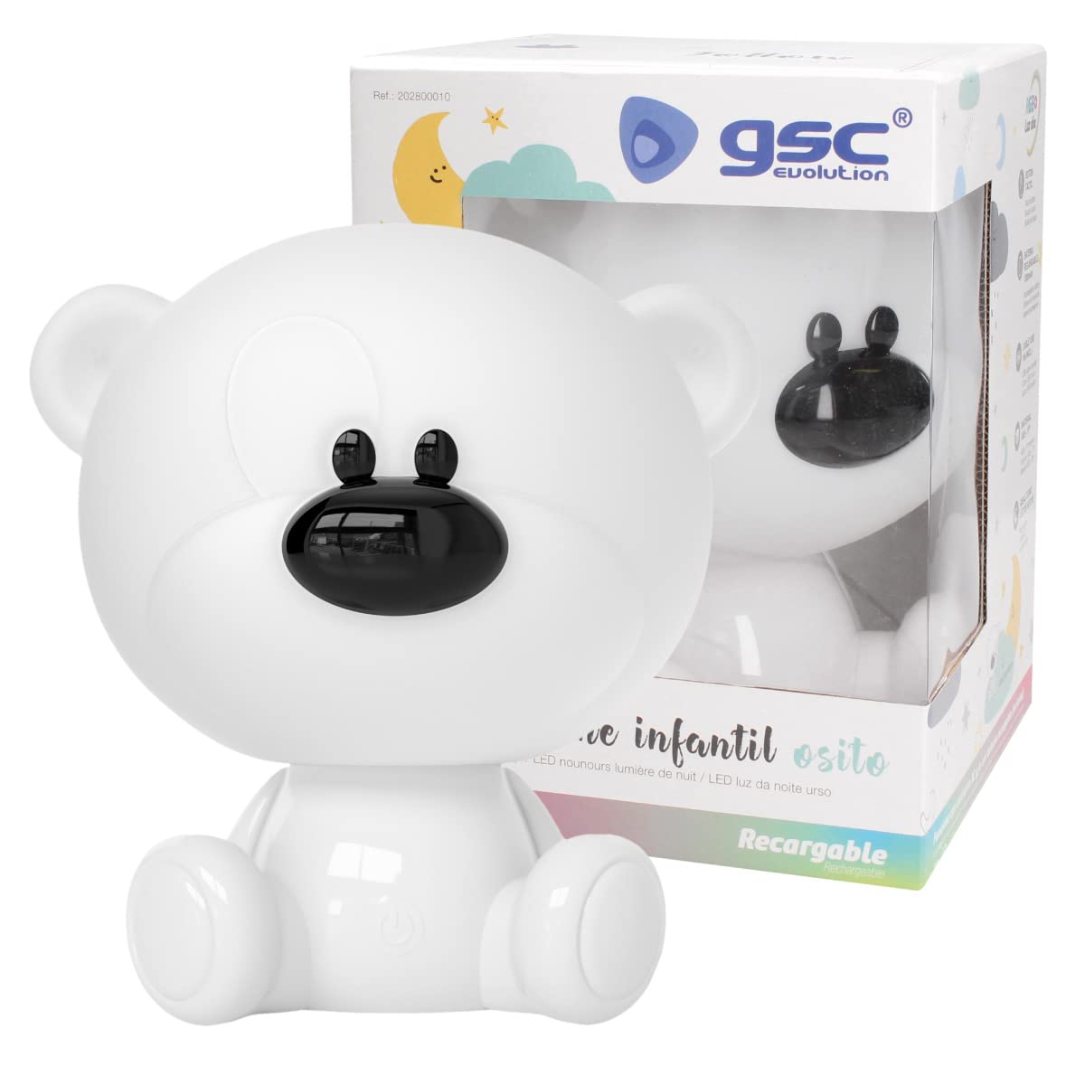 gsc evolution Luce notturna per bambini a LED Orsetto 2,5 W RGB + batteria ricaricabile per luce diurna Bianca