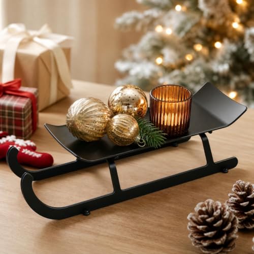 Sleigh Christmas Decorative Serving Tray, Metal Cupcake Stand Table Decor - image 1