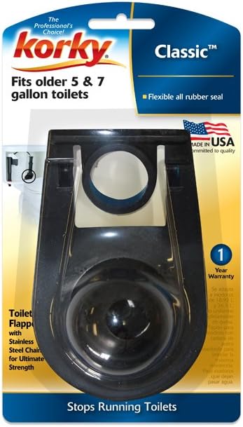 Korky Classic Flapper 50BP - Designed for Older 5 and 7 Gallon Per Flush Toilets - Made in USA , Black