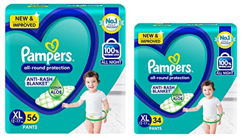 Image of Pampers Diaper Pants, XL, 56 Count & Pampers Diapers Pants, Extra Large,for Unisex Baby, 34 Count