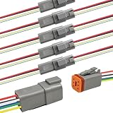XJVSS 6 Set Deutsch 6 Pin Connector, Waterproof Auto Male Female Plug with 16 AWG Wiring Harness, Heavy-Duty DT Electrical Wire Connectors for Cars Trucks Boats Motorcycles