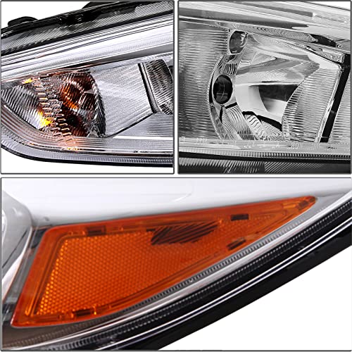 Oe Style Headlight Headlamp Compatible With 2015 2016 2017 2018 Ford Focus 3Rd Gen Chrome Housing Trim (Halogen Type) #TOP3