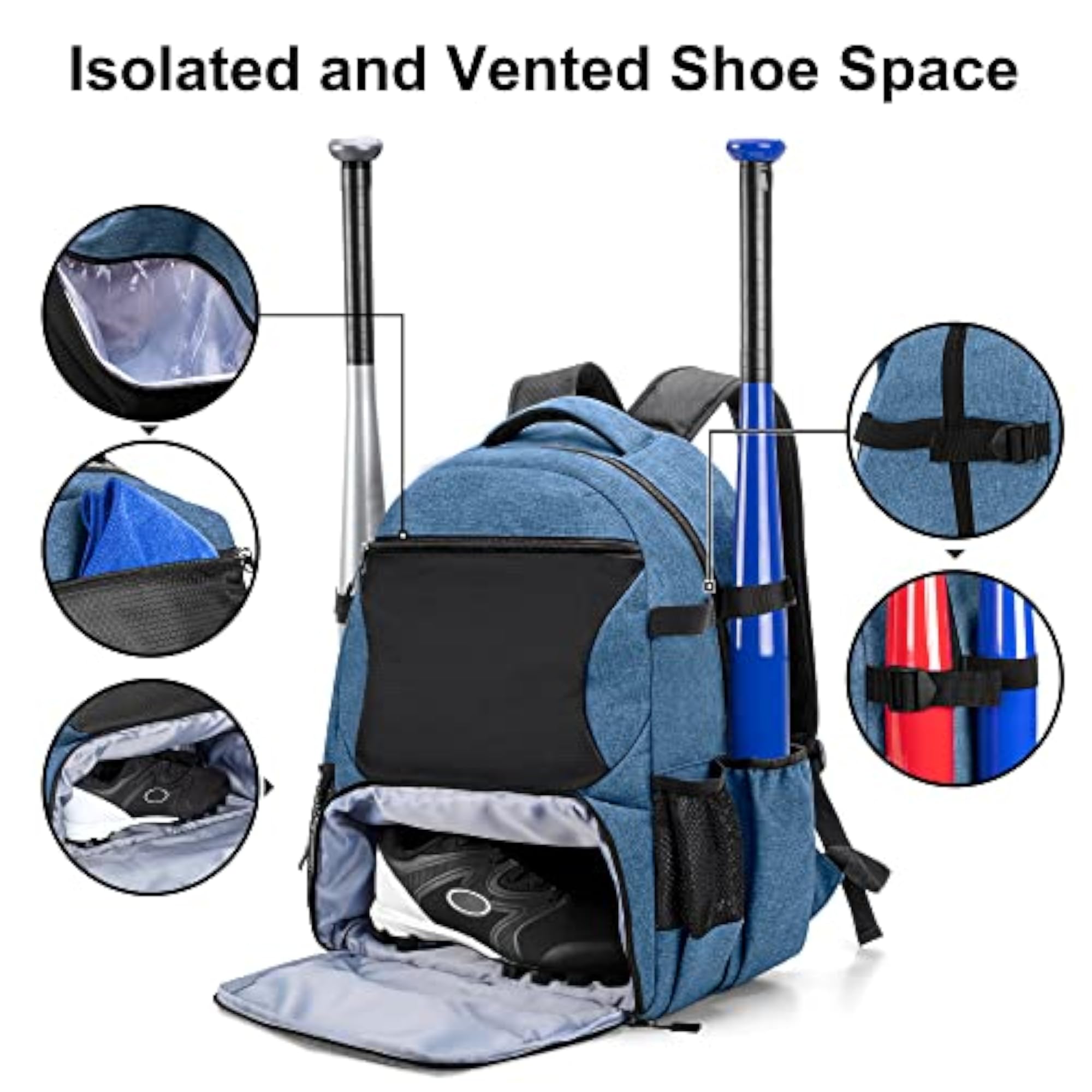 Baseball Backpack for 4 Bats, Softball Bat Bag