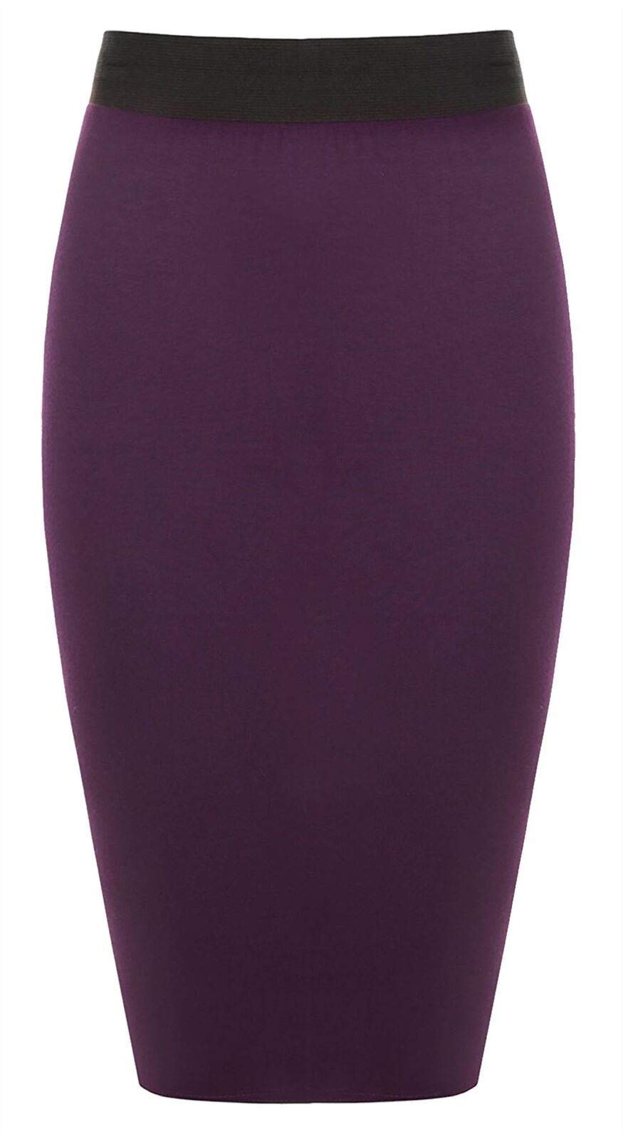 GenericUnbranded New Ladies Women's MIDI Pencil Skirt Plain Bodycon Stretch Jersey Office Skirt Size 8-26