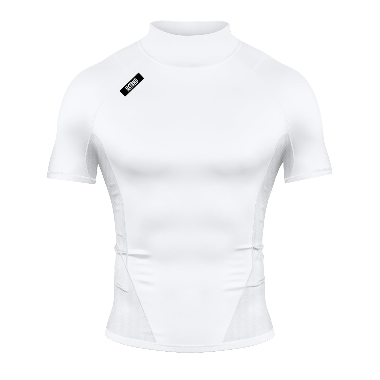Nxtrnd Core Men's Mock Neck Compression Shirt, Short Sleeve T-Shirt, Sportswear for Football