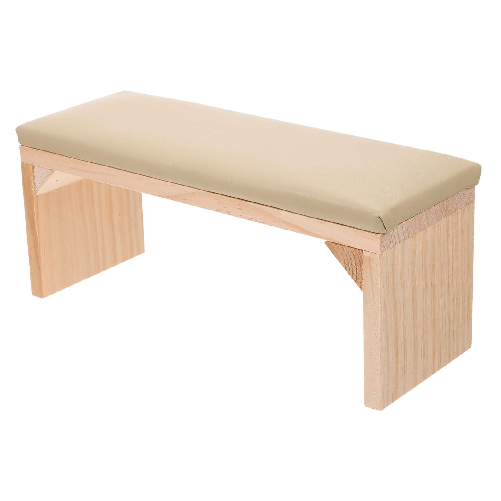 Healeved Poggiamano per Mani Stabili in Legno e Pelle Beige per Manicure Cuscino Pratico per Nail Salon e Allenamento Unghie