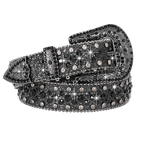 SUOSDEY Rhinestone Belt Men Women for Jeans Dress Western Cowgirl Cowboy Studded Glitter Sequin Strap Belt