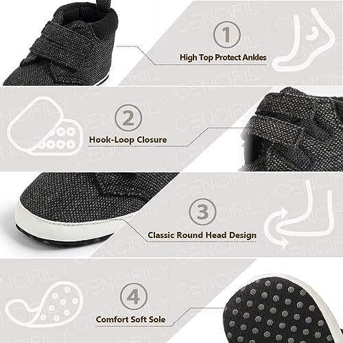 Image of CENCIRILY Baby Boys Girls High Top Sneakers Soft Soles Anti Skid Infant Ankle Shoes Toddler Prewalker First Walking Crib Shoes