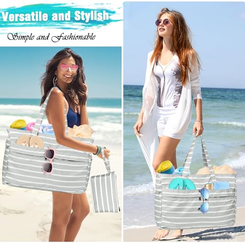 Image of HUANLANG Extra Large Beach Bag Waterproof Beach Totes Bags for Women Men,Pool Bag with Zipper Wet Pocket