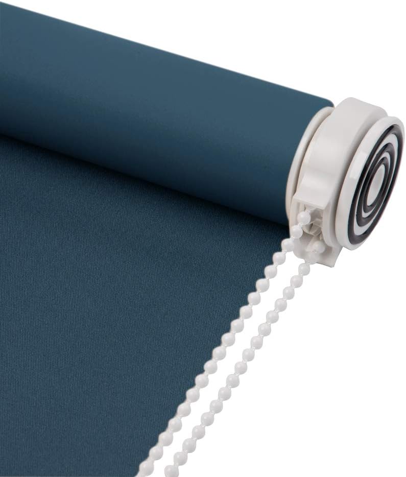 Skansen Tension Roller Blinds Blackout Fabric Custom Made Any Size from 20-90 inch Wide Energy Saving Block 100% Light Window Shades for Home, Hotel, Club, Restaurant (Navy Blue)
