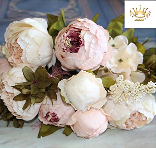 HuntGold - Bouquet di peonie artificiali in seta