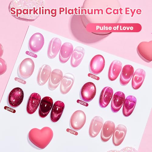 Image of Beetles Pulse of Love Pink Cat Eye Gel Nail Polish Set, 6 Colors Pink Gel