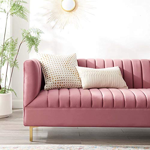 Modway Shift Channel Tufted Performance Velvet Sofa, Dusty Rose #TOP6
