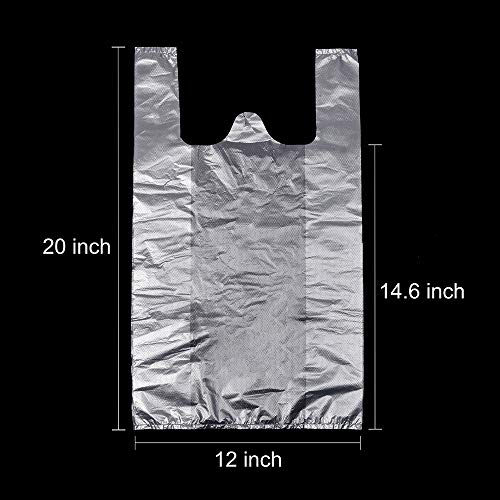 Lazyme T-BAG-100-WHITE T-Shirt Carry-Out Bags Plastic Grocery Bags White Sturdy Handled Merchadise Bags,Standard Supermarket Size, 12 X 20 Inch  thumb #1