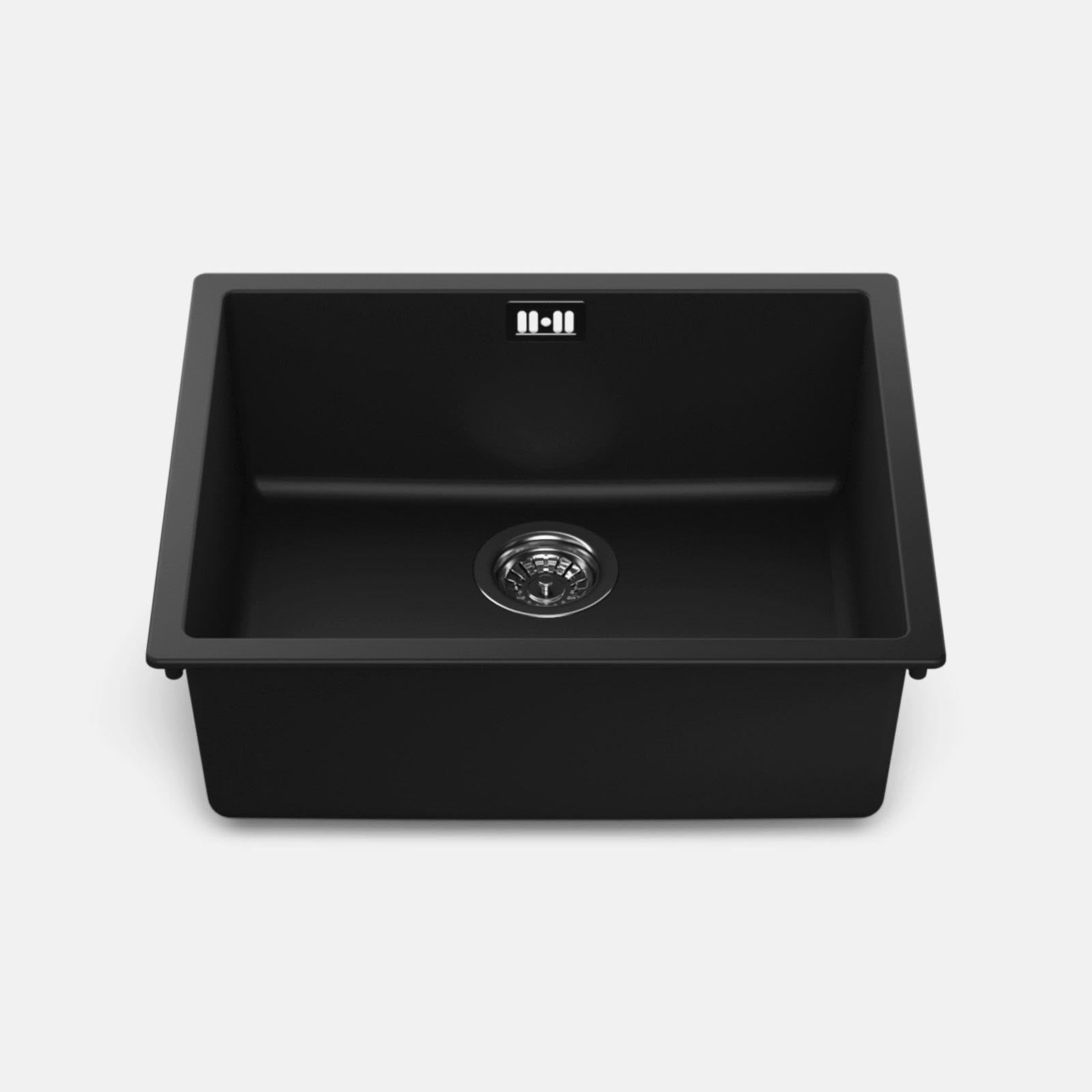 LD54BL – Fregadero de cocina 1 seno negro – Composite BIO – Empotrable o Bajo Encimera – 55 x 45 x 20,8 cm