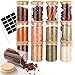Cinnani Set da 12 Barattoli Spezie Vetro, 300ml Barattolini porta Spezie Vetro con Coperchi in Bambù, Barattoli Spezie per Cucina Ermetici, Trasparente Vasetti Spezie con Etichette immagine