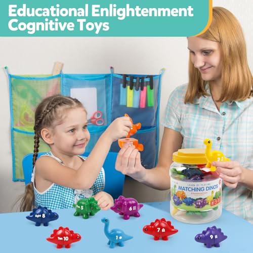 Image of TSYAN Matching Number Counting Dinosaur Toys with Double-Sided 1 2 3 Number Preschool Learning Sensory Sorting Educational Fine Motor Toys Sets for Kids