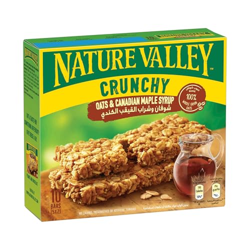 Nature Valley Granola Bar 1 Box X 5 Double Bars Oats & Maple Syrup 100% Natural Whole Grain Oats No Artificial Colors Flavors And Preservatives Brown