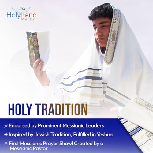 Holy Land Market New Covenant Prayer Shawl with Bag, Card & Tallit Brochure, Soft Fabric, 72x22 Inches for Women and Men4