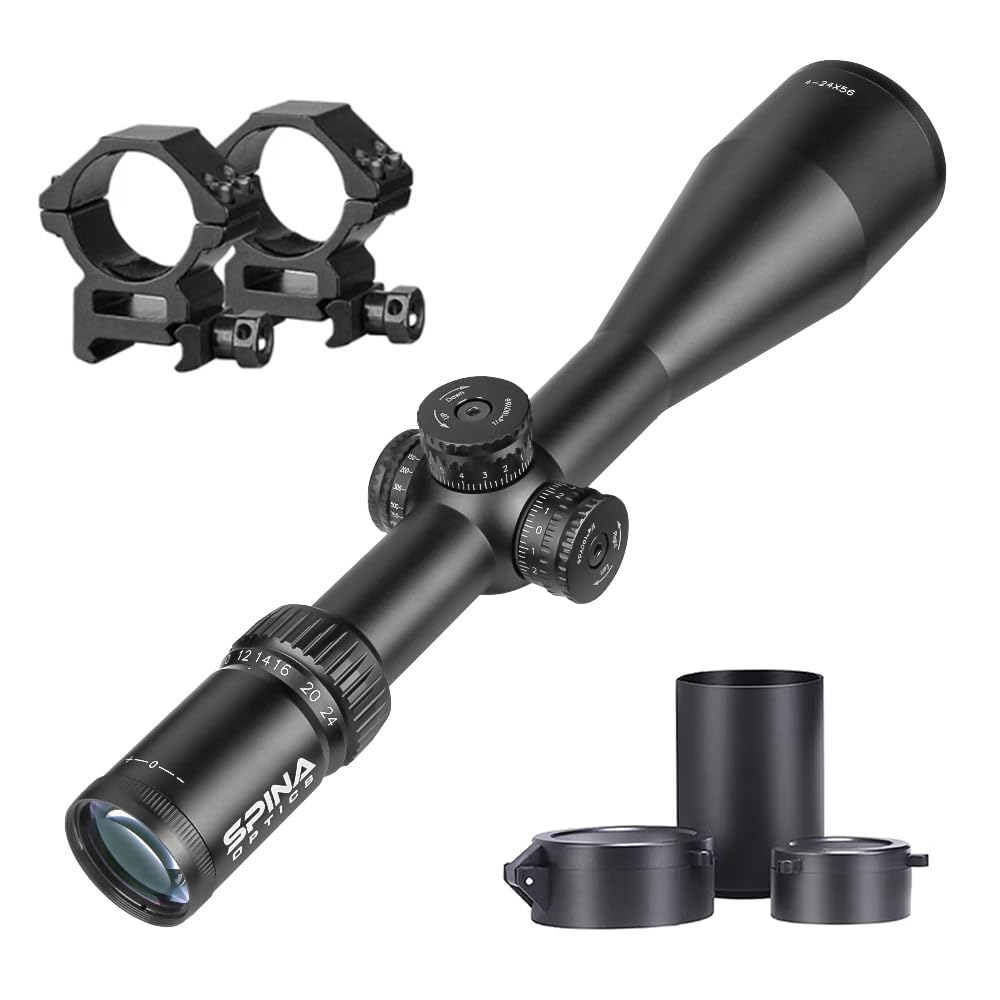 SPINA OPTICS IronClaw 4-24X56 SF Hunting Scope Optical Sights Glass Reticle with Side Parallax Turrets Reset 30mm Tube Riflescope