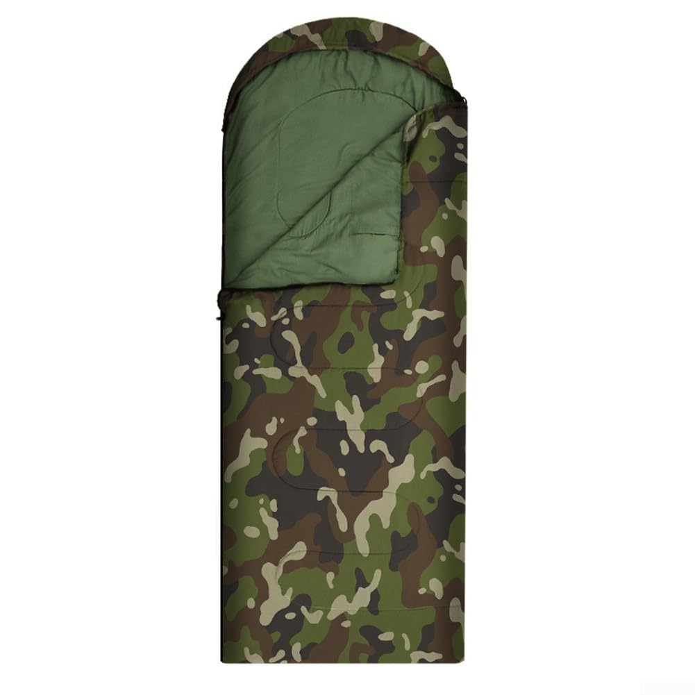Sac de couchage motif camouflage jungle, 180 à 75 cm, quatre saisons, équipement de camping en plein air, imperméable, coupe-vent, chaud, rempli de coton, pour adultes, jeunes, randonnée