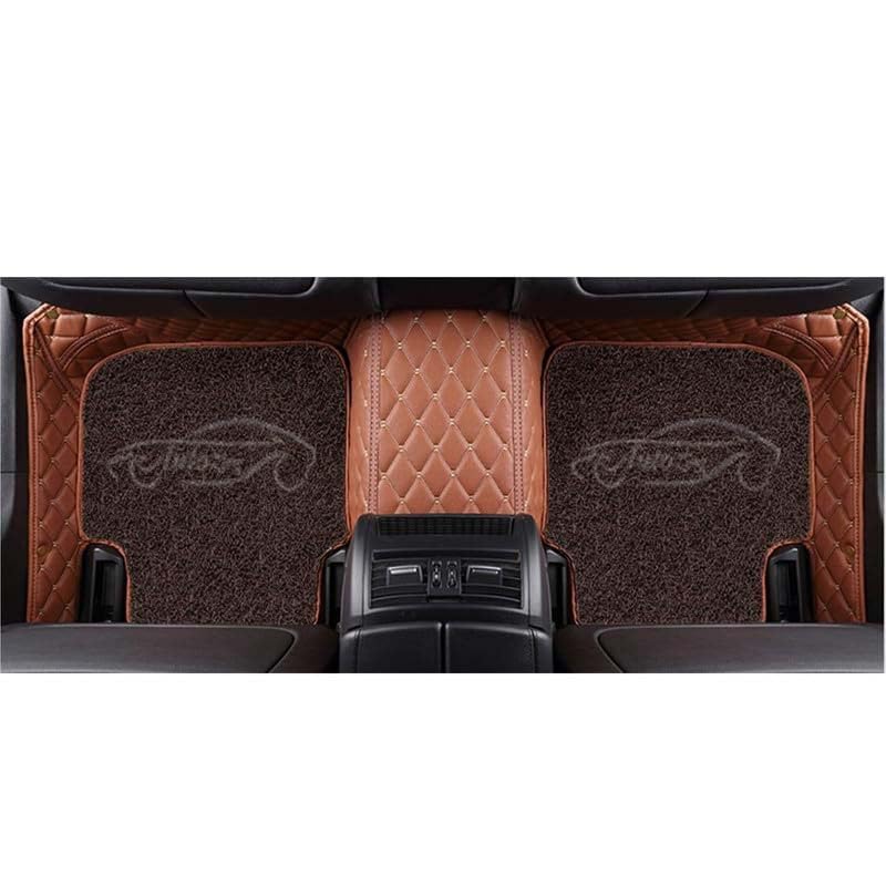 Image of Superior 7D Car Floor Mat Set for Tata Punch Facelift 2026 Petrol /Diesel /CNG, Luxury Leather + Curly Foot Mats, 7-Layer Protection, Waterproof & Anti-Skid, Tan Beige with Coffee Curly