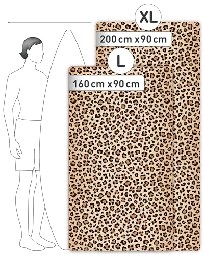 Fit-Flip Strandtuch XXL aus Mikrofaser - leicht und schnelltrocknend - 100% recyceltes Strandhandtuch - kompaktes Handtuch zum Baden - Badetuch (Leo 160x90cm)