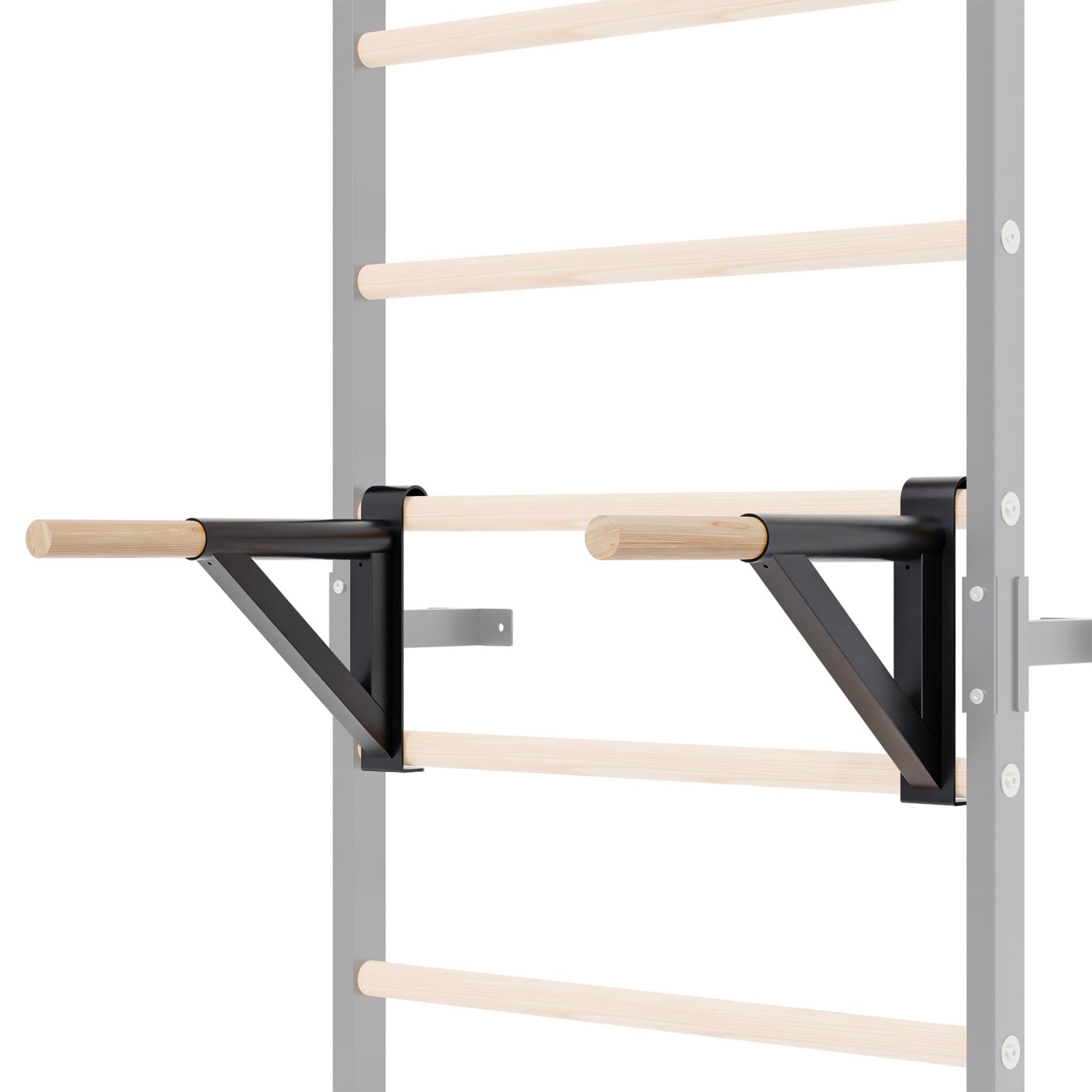Adjustable Dip Bar Attachment for Swedish Ladder | Non-Slip Double-Bar Handles | Heavy Duty Parallel Bars | Quick-Install Dip Bars Height &amp; Width Adjustable, Only Dip Bar Attachment