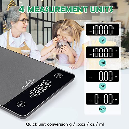Joyhill Food Scale, 22Lb Digital Kitchen Scale Food Ounces And Grams For Weight Loss, Baking And Cooking, Premium Stainless Steel Food Weight Scale With Led Display, Batteries Included, Black #TOP3
