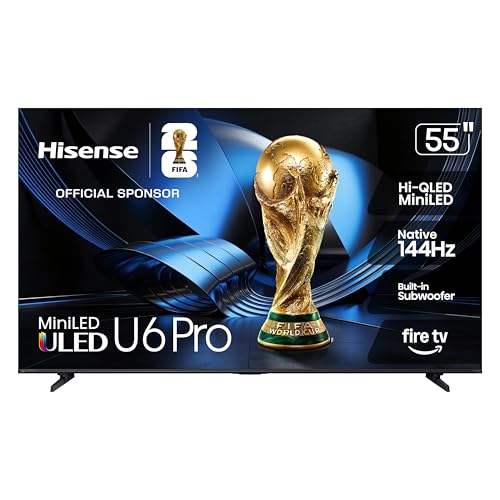 Hisense 55' U6 Pro Series Mini‑LED ULED 4K UHD HDR Gaming AI Smart Fire TV (55U6SF Pro, 2026 New)...