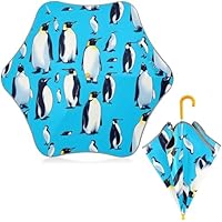 ALAZA Penguin Bright Blue Kids Umbrella for Girls Boys UPF 50+ Anti-UV Umbrella for Rain and Sun Age 3-8