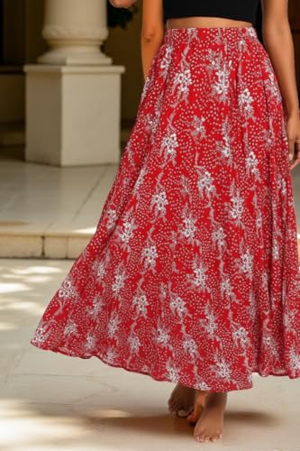 Image of Premium Long Skirt | Stylish Long Crushed Cotton & Unique Prints | Floor Length Skirt for Women | Elastic Waist Premium Maxi Skirt - Comfortable Casual Wear
