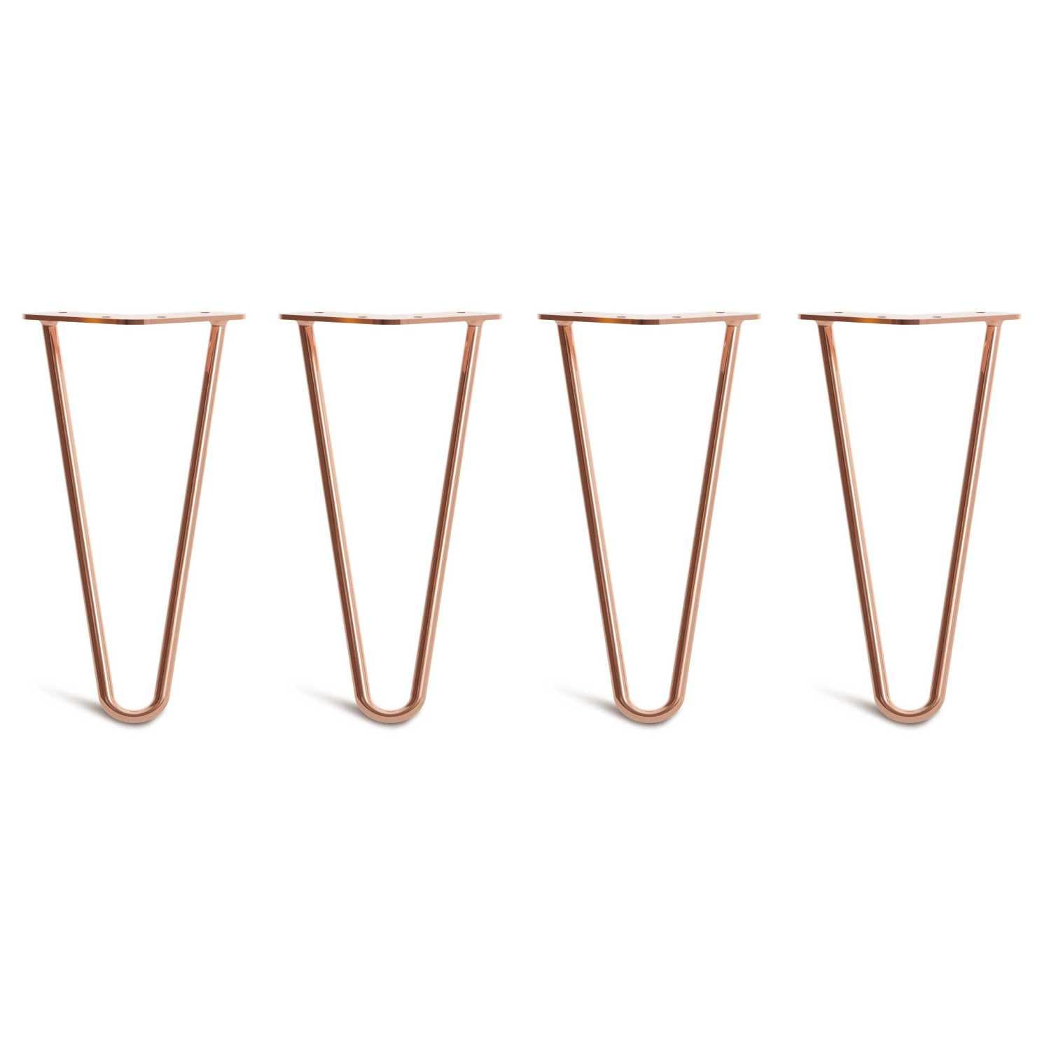 [HLC] 4 x Hairpin Table Legs – Superior Double Weld Steel Construction With Screws, Build Guide & Protector Feet Worth £8 Included! – 10mm Steel [10"/25cm,Copper]