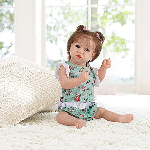 MWKL Reborn Baby 58cm Nette Reborn Puppe Vollsilikon Körper Wiedergeburt Puppe 22 Zoll Lebensechte Realistische… – Bild 7